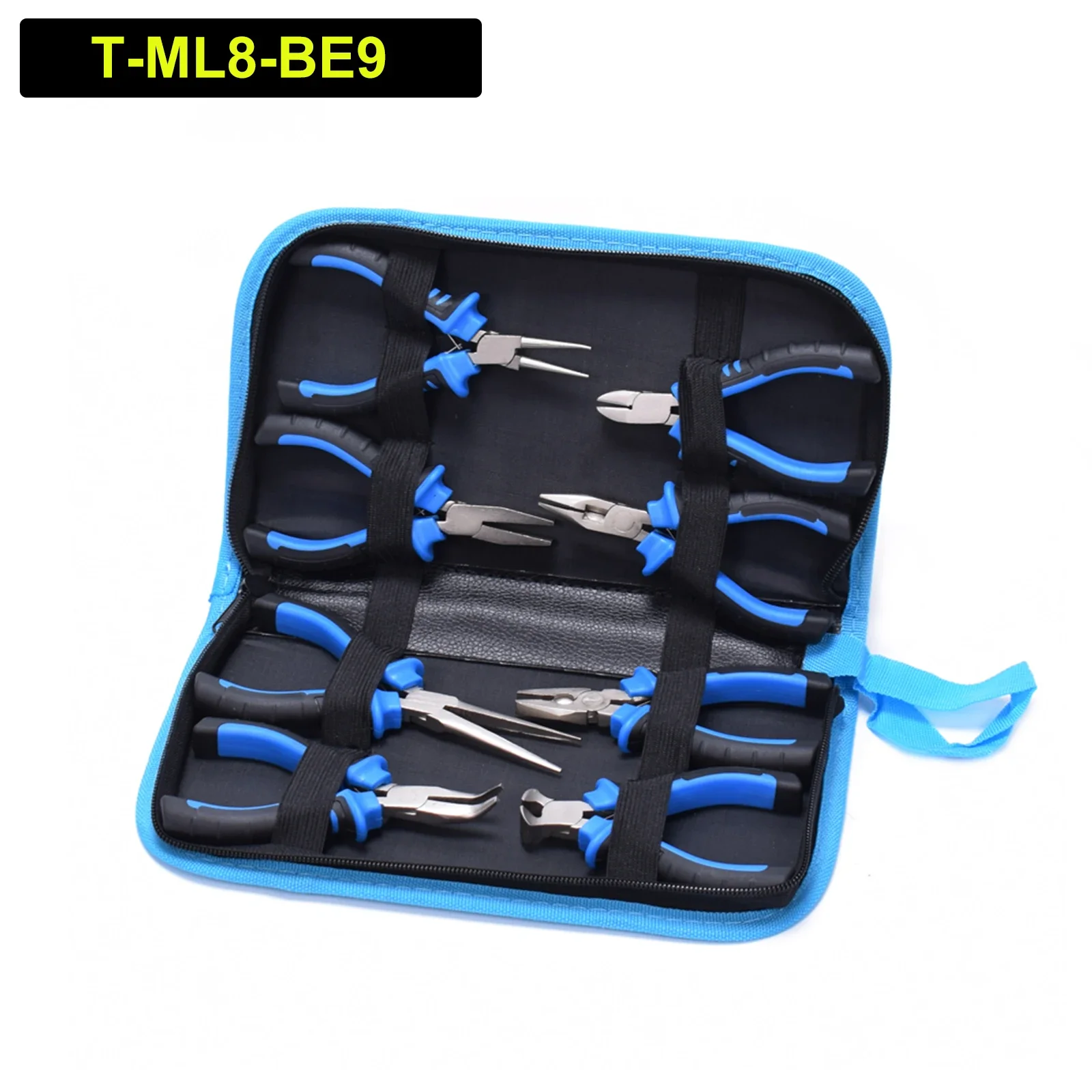 NEWACALOX 8-teiliges Mini-Zangen-Set mit Werkzeugtasche, Schmuckzangen-Set, Spitzzange, Drahtschneider, Nylonbacke, 11,4 cm Präzisionszange – Detail 4