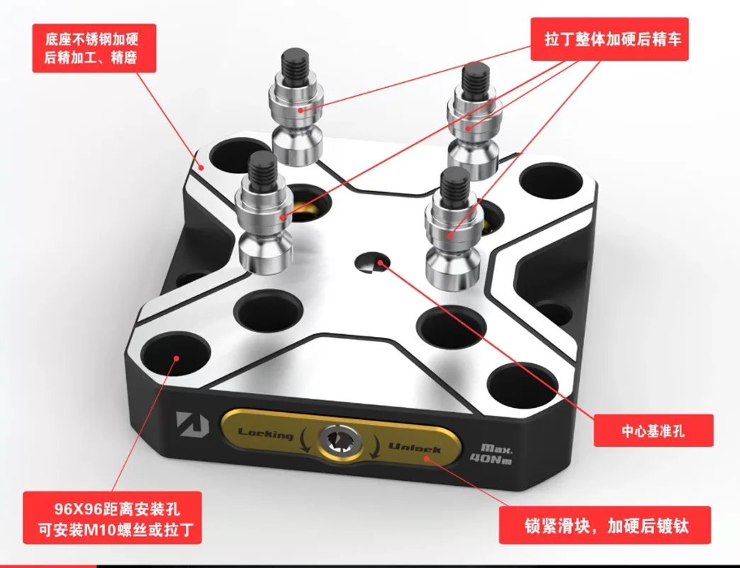 4-axis 5-axis Self-centered Vise Zero Positioning Module Change Board Quickly D52E-D145 High Precision CNC Processing Center