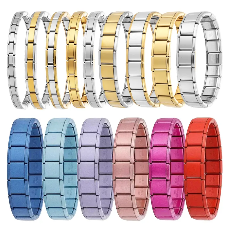 Wholesale Y2K 13MM 7MM Width Italian Charm Bracelet DIY Basic Elastic Charm Stainless Steel Bracelet Fashion Bangle Jewelry