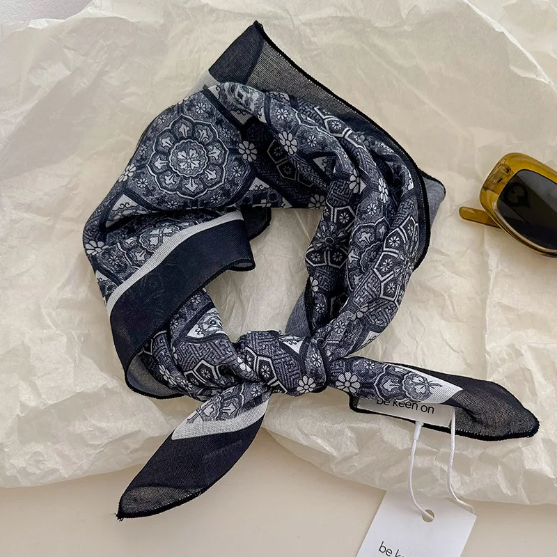 Koreaanse retro cashewbloem katoen en linnen kleine vierkante sjaal ademend lente en zomer nieuw modieus hoog gevoel veelzijdig