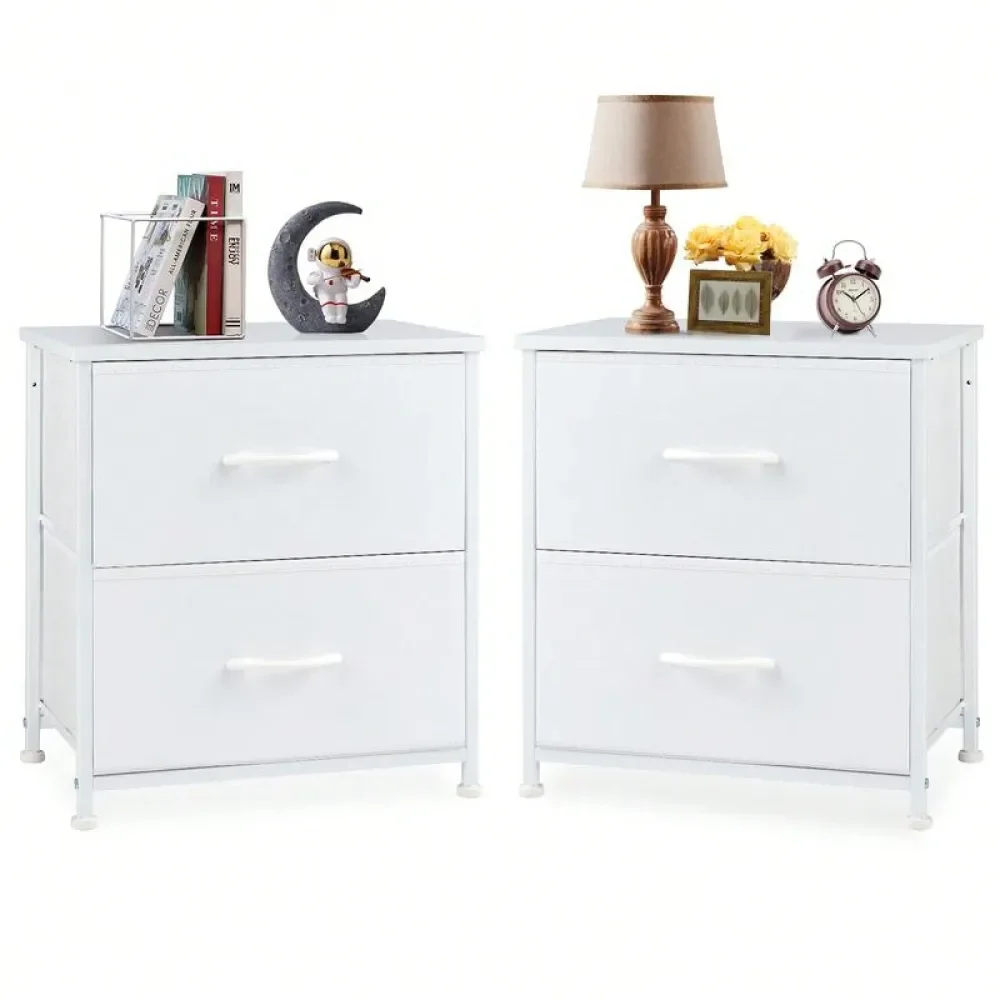 

With 2 Fabric Drawers, Small Dresser, Side Table, End Table, Bedside Table, Night Stands, Small Nightstand, Bedroom Furniture
