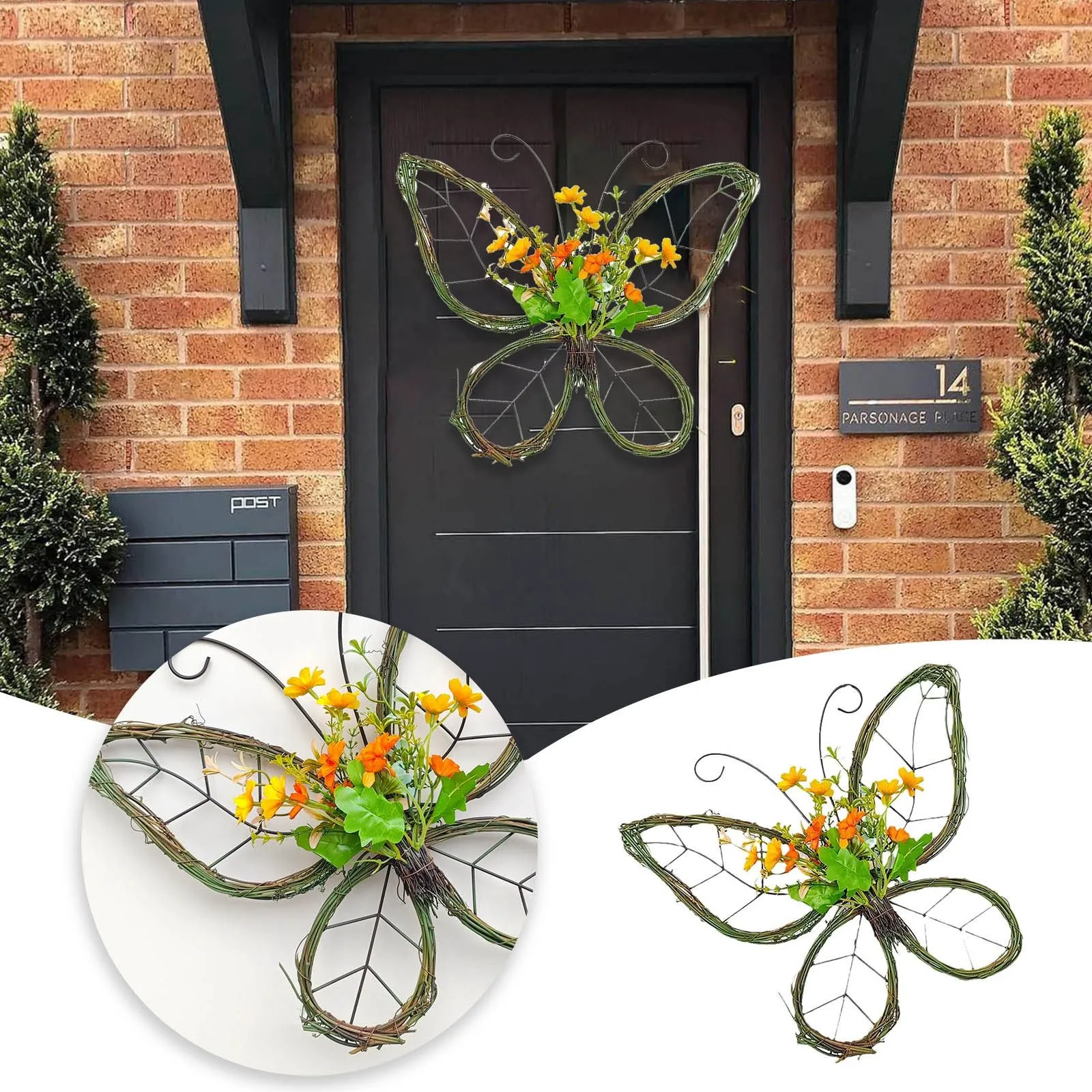 

Spring Decoration Butterfly Garland Simulation Flower Door Window Hangings Home Decoration Spring Farmhouse A Wreath Of Snow