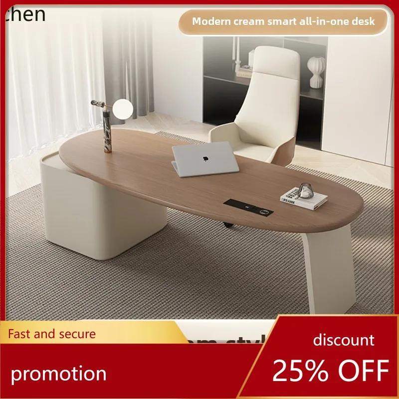 

HT Italian minimalist study desk high-end walnut light luxury computer desk desk