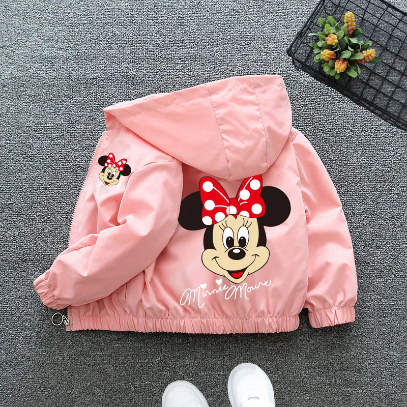 Autumn Baby Girls Cartoon Jacket Kids Minnie Mickey Mouse Coats Spring Fashion Frozen Elsa Hooded Windbreaker Clothing Outerwear