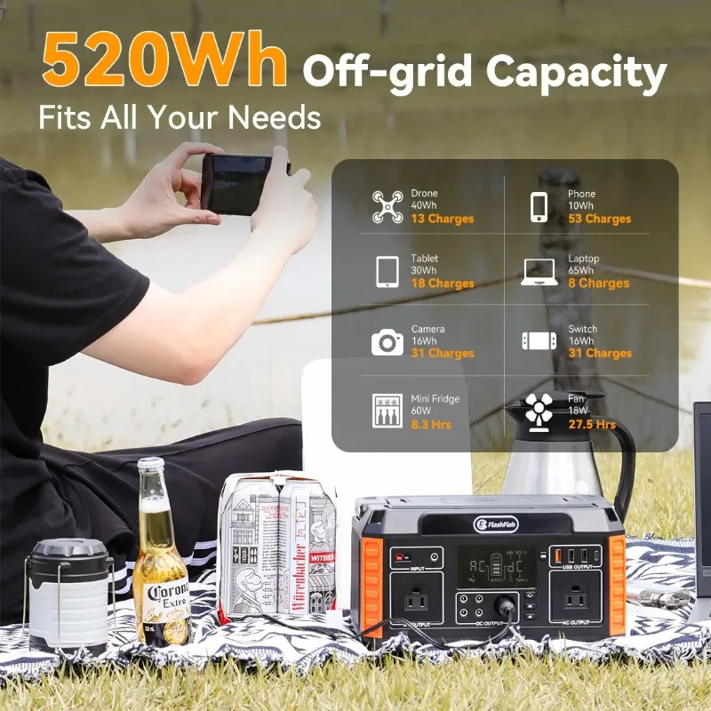 Nueva estación de energía portátil 140A 520WH generador Solar de emergencia batería banco de energía al aire libre para Camping portátil suministro RV