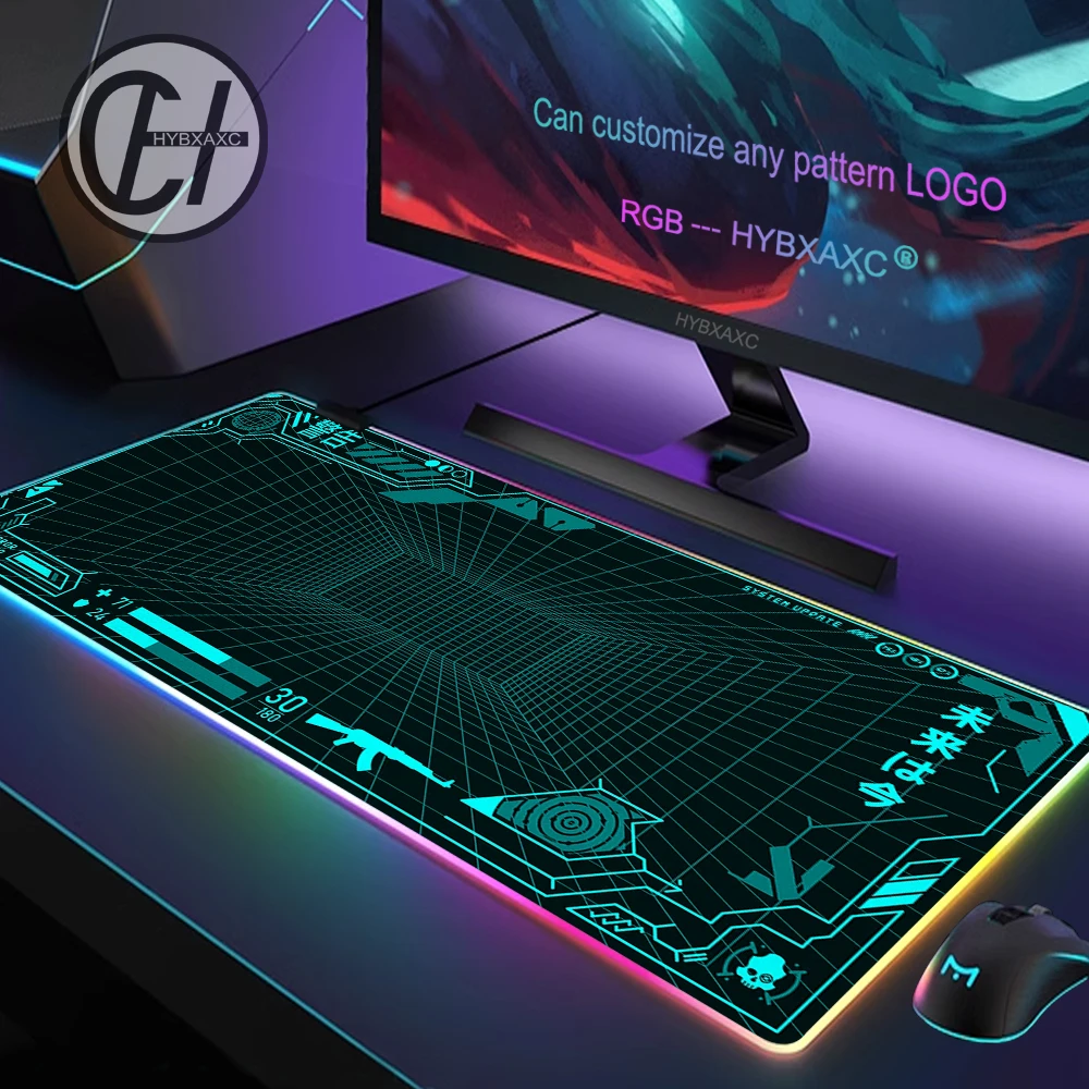 

C-csgo Mouse Pad RGB Gaming Mouse Pad Desk Mat HD Gamer Large LED Light XXL MousePads PC Computer Carpet