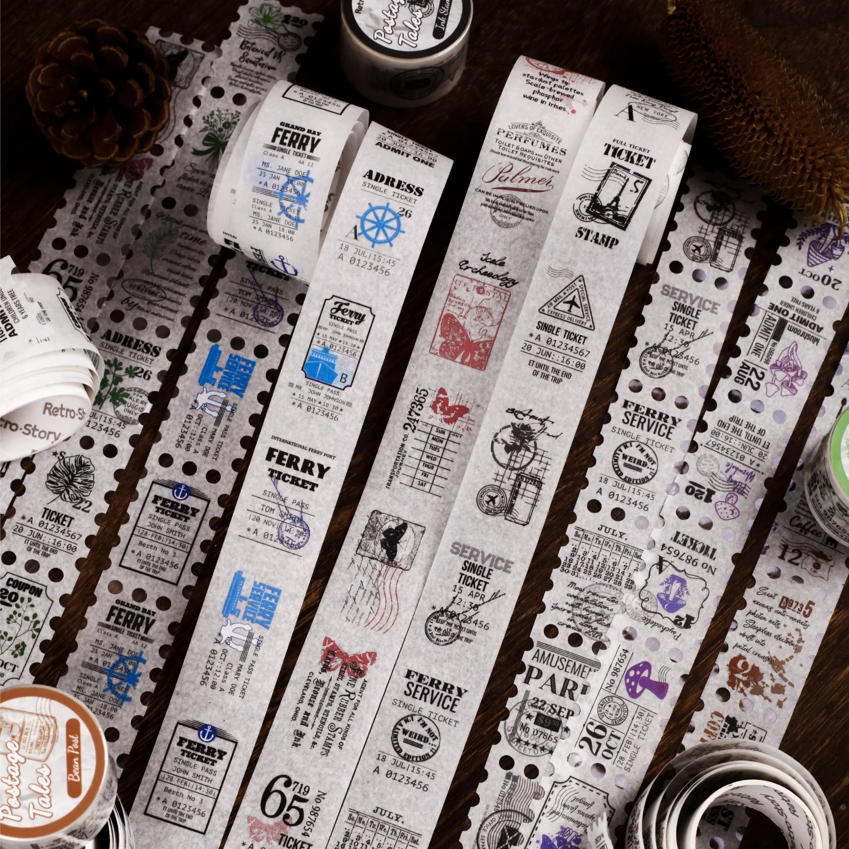 12 عبوة/مجموعة كتالوج أثر بريدي، شريط PET مزخرف لطيف وجميل