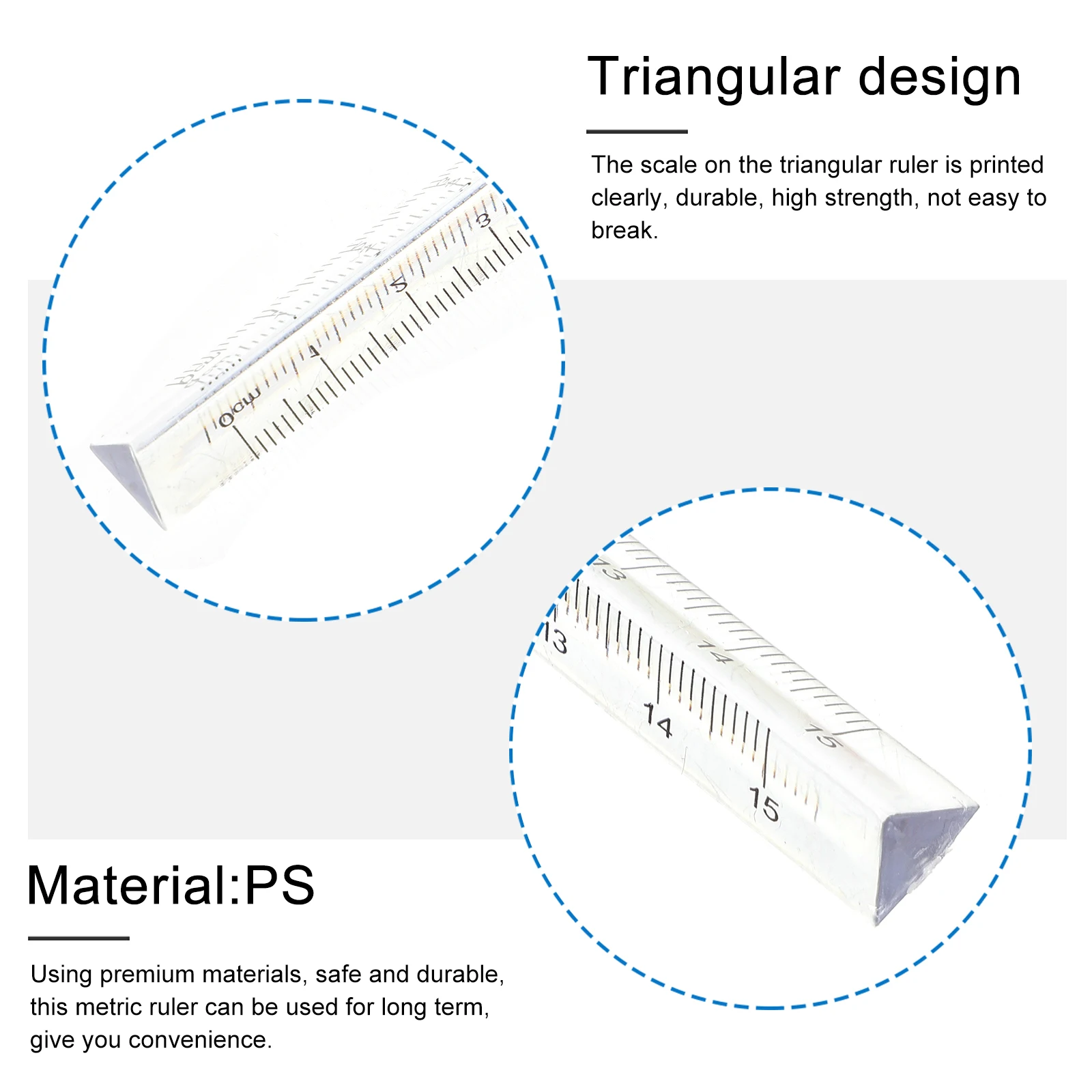 

8pcs Triangular Ruler Transparent Polystyrene Clear Scale Drawing Tool Students Teachers Lightweight Portable School Supplies