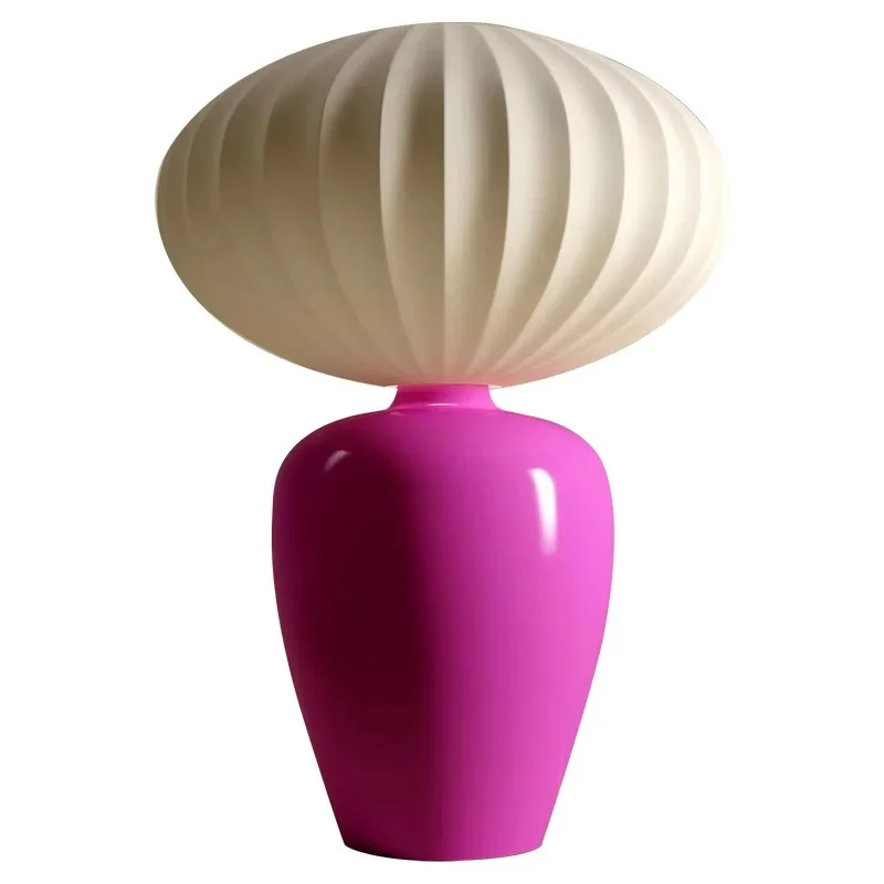 

ins pink girl heart table lamp medieval bedroom ceramic atmosphere decorative lamp