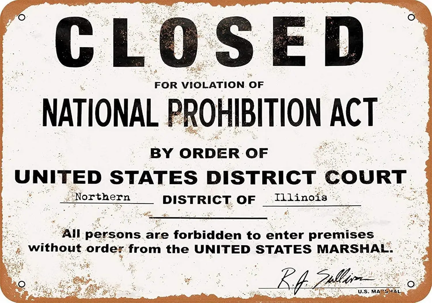 Tin Sign For 8 x 12 Metal Sign - Closed Violation Prohibition Pub Home Decor Metal Sign sign