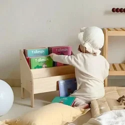 Kid's Wooden Bookshelf Multi-Layer Storage Floor Rack Living Room Picture Book Organizer for Home Or Nursery