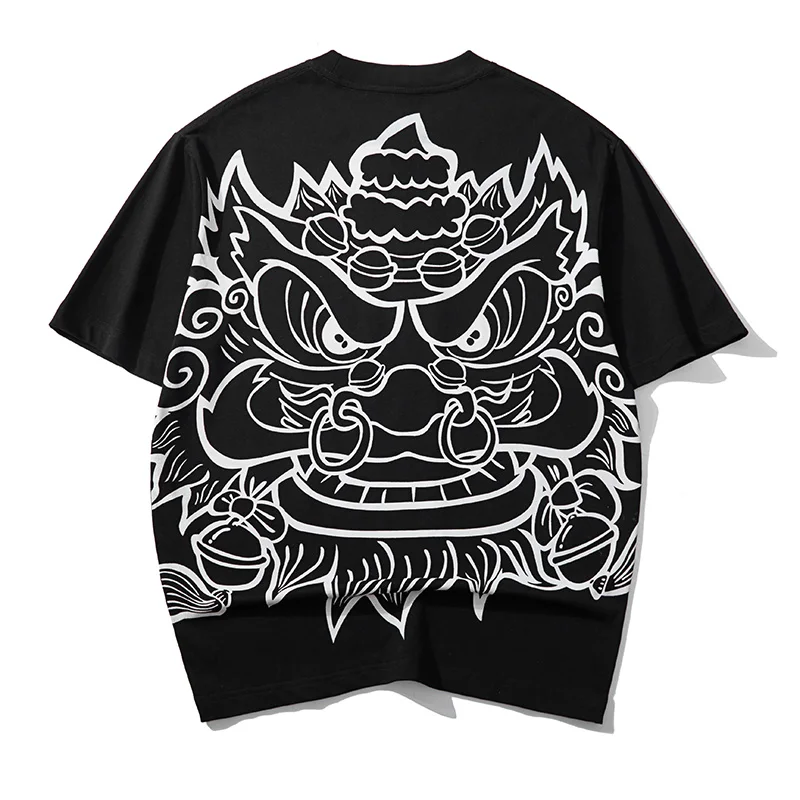 

Awaken Lion Print Loose Fit T Shirt For Men Short Sleeved Fashion Summer Quality Cotton Streetwear Oversized Camisetas De Hombre