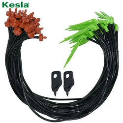 KESLA 50pcs Greenhouse Drip Irrigation 2L/H Green Bend Arrow Drippers Garden Watering System Kit 3/5mm Hose for Plant Pot Tools