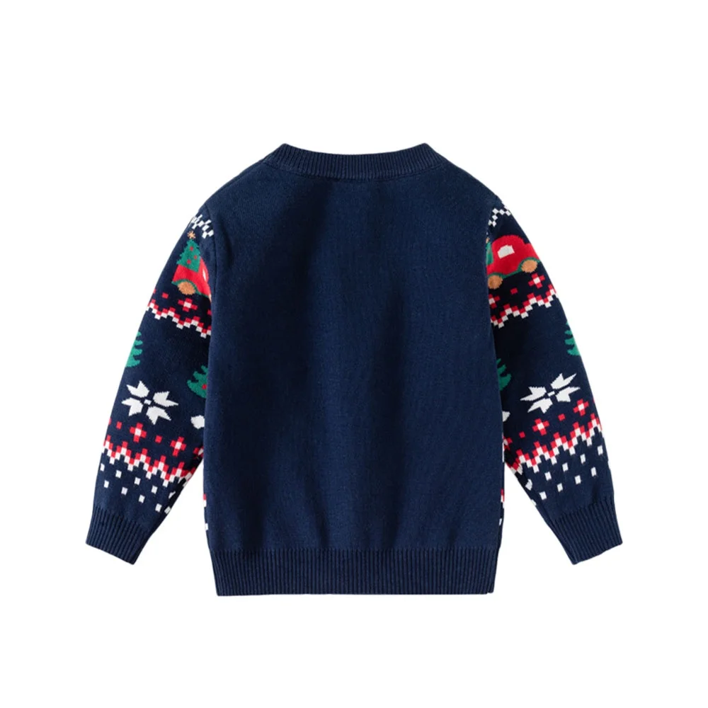 New Years Christmas Sweater for Kids Cars Print Sweatshirt Boys & Girls Baby Clothes Autumn Winter Seasonal Children's Clothing
