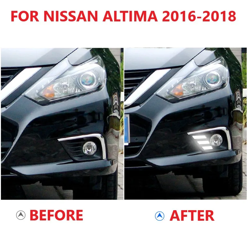 Front LED DRL Daytime Running Light Fog Lamp Case For Nissan Altima 2016-2018 Replacement Blue Yellow White Light Durable Design