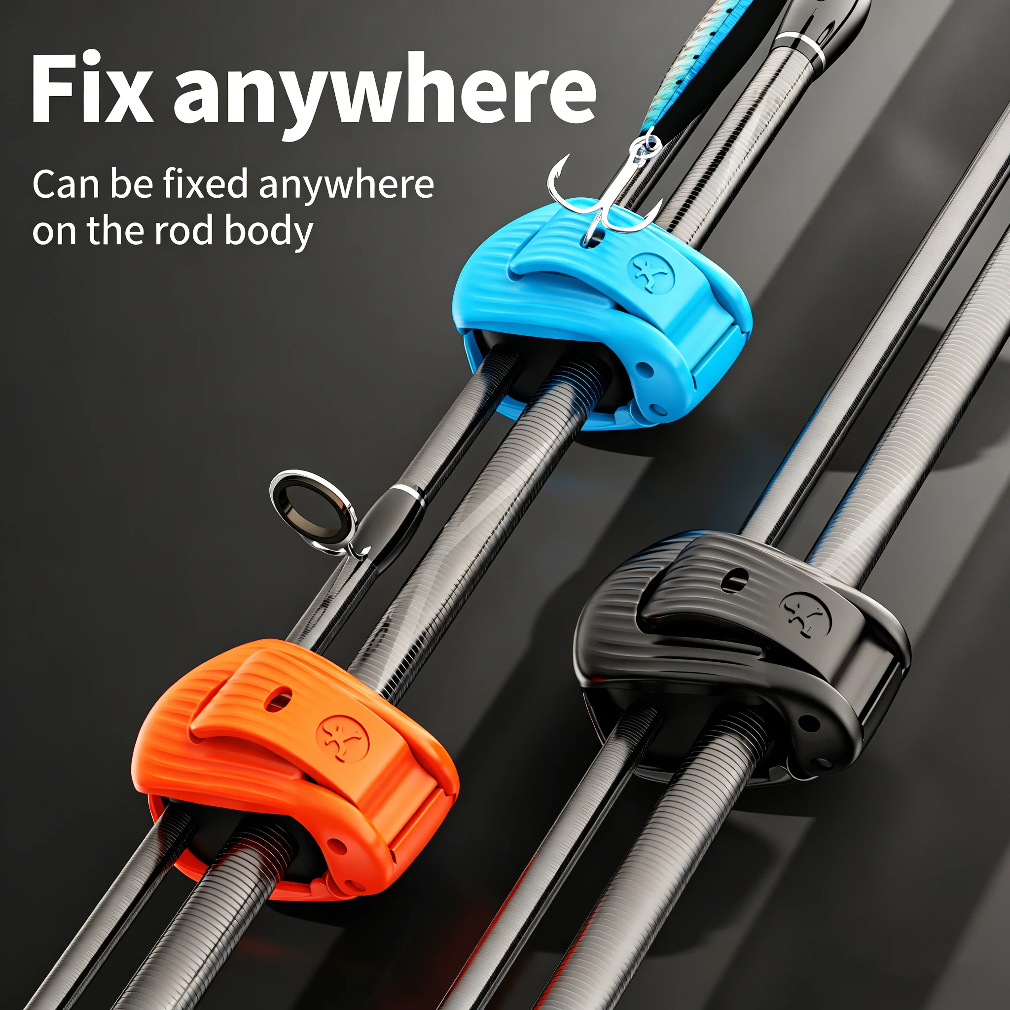 Easy-to-Use Lure Rod Clamp, Built-in Hook Hole for Safe Storage, Universal Fit for Most Fishing Rods, Adjustable 2-Gear Rod Fast