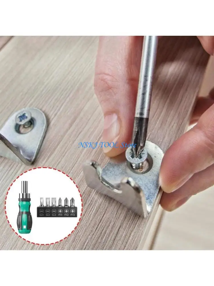 

L8RC Short Ratchet Screwdriver Set for Furniture Assembly and Maintenance