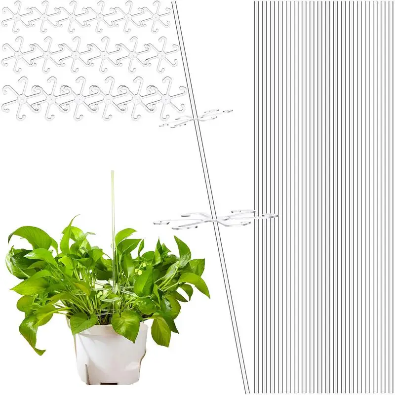 

Plant Support Stake Transparent Potted Plants Support Stick With Hook Clips Indoor Outdoor Plant Supporting Stakes For Patio