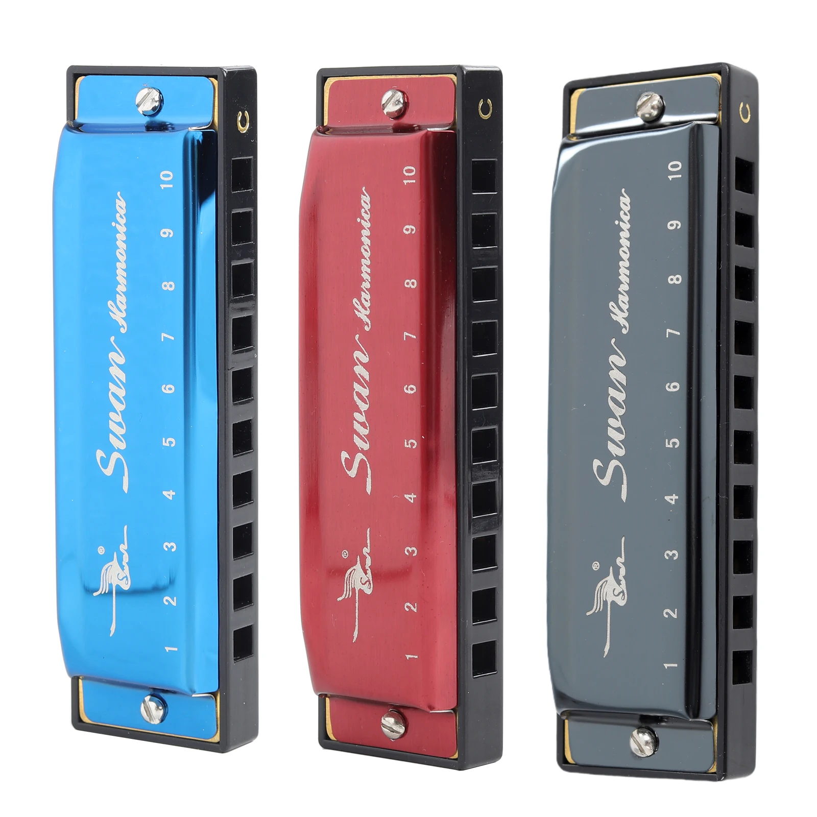 Blues-Mundharmonika für Jedermann, 10-Loch Diatonische Mundharmonika in C-Dur, Metall-Blues-Harmonika für Anfänger und Erwachsene, Mundharmonika mit Etui