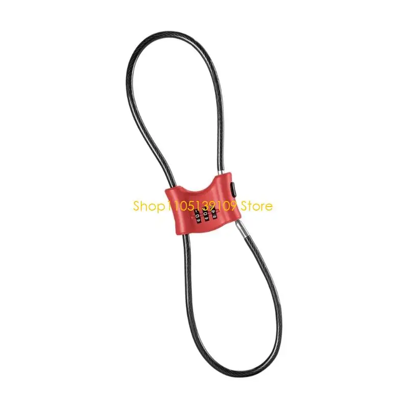 قفل كابل الأمان للدراجات وخوذات الدراجات النارية مكون من 3 أرقام قفل الأمتعة وقفل عربة الأطفال