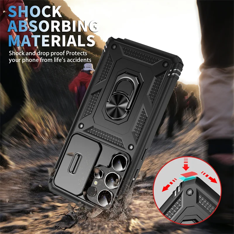 Funda Blindada de Alta Resistencia para Samsung Galaxy S25 S24 S23 S22 S21 Ultra S20 FE Plus Note 20 Ultra con Anillo y Protección de Cámara 5