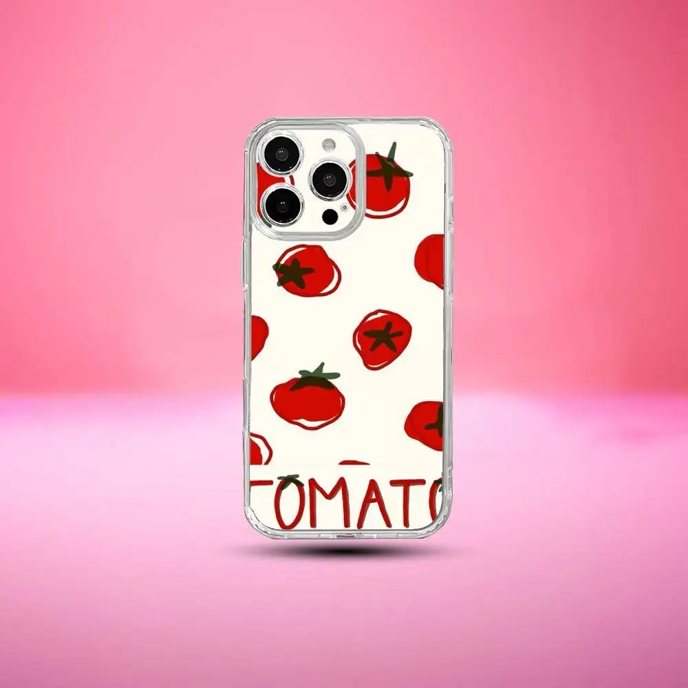 Funda de teléfono para iPhone17,16,15,14,13,12,11 Plus,Pro Max, funda transparente suave, frutas y tomates