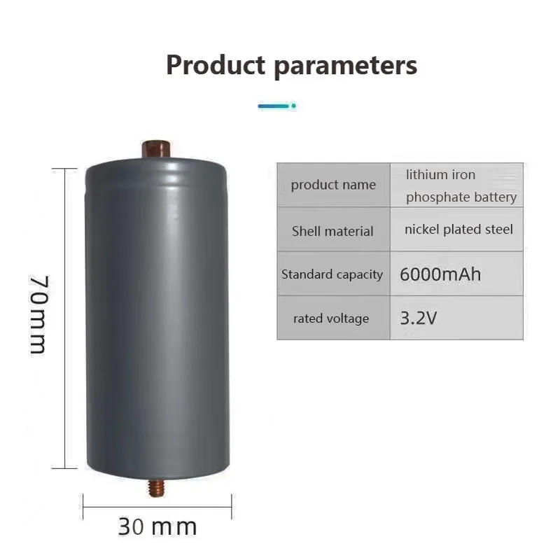 

32650 6000mAh 3.2V Lifepo4 Rechargeable Battery Professional Lithium Iron Phosphate Power Battery with Screw
