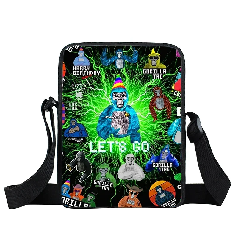 مضحك لعبة الغوريلا العلامة طباعة حقيبة كروسبودي أنيمي الكرتون حقيبة كتف الفتيات حقيبة يد الموضة عادية حقيبة الهاتف المحمول المحافظ هدية