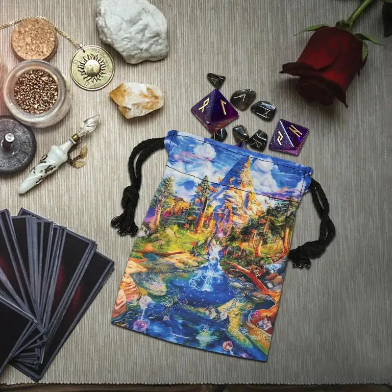 Tarot Dice Bag Drawstring Tarot Dice Bag Tarot Cards Fabric Bag Jewelry Pouch Tarot Card Storage Bag Tarot Bag With Digital