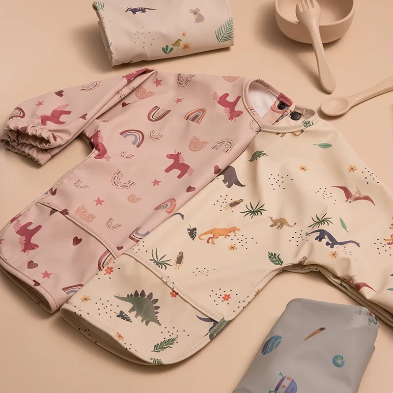 Babero de manga larga para bebé y niño pequeño, ropa fácil de usar, manualidades artísticas, impermeable, protección para la hora de la comida,