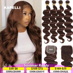 10A Brasilianische Bundles mit Verschluss Körper Welle Bundles Menschliches Haar Mit 4x4 Spitze Verschluss Braun Blonde Farbige 3/4 bundles Haar Remy