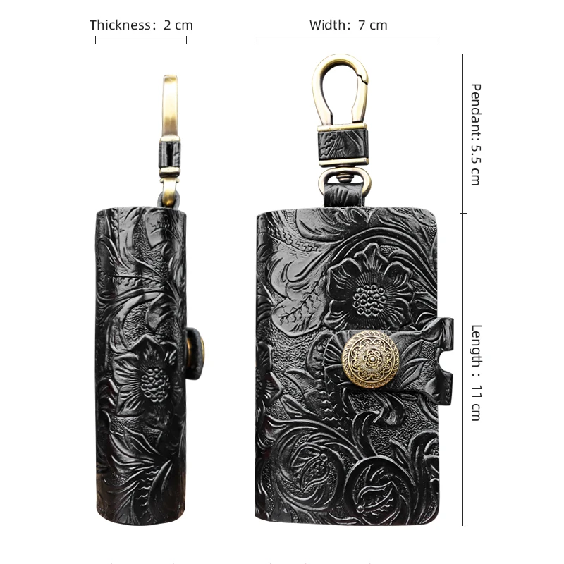 Bolso porta llaves de cuero genuino hecho a mano para hombre, bolsa con llavero, bolsas organizadoras para ama de llaves, monedero multifunción con ranura para tarjetas