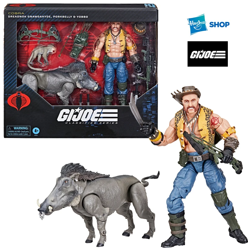 Hasbro G.I. Joe Classified Series #125, Dreadnok Gnawgahyde and Pets Porkbelly & Yobbo Action Figure Collectible Model