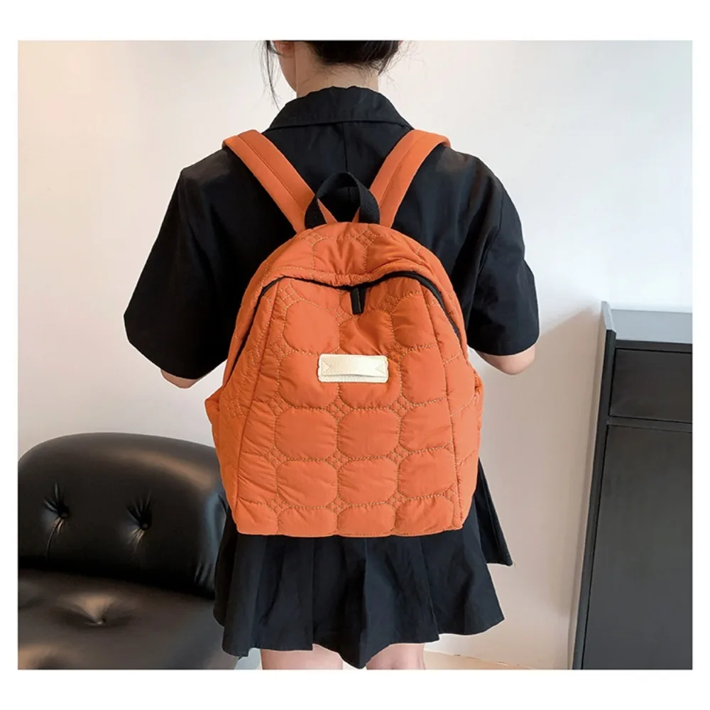 Mochila de lona ligera, bolso escolar informal de superficie suave de Color sólido