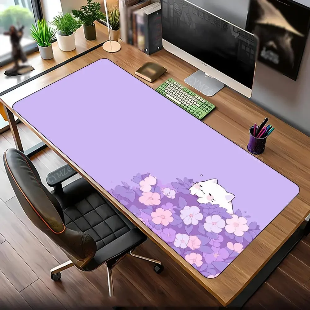 

Коврик для мыши Kawaii с кошками фиолетового цвета, настольный коврик, игровые коврики, резиновые противоскользящие прочные аксессуары для стола, коврики для клавиатуры и рабочего стола