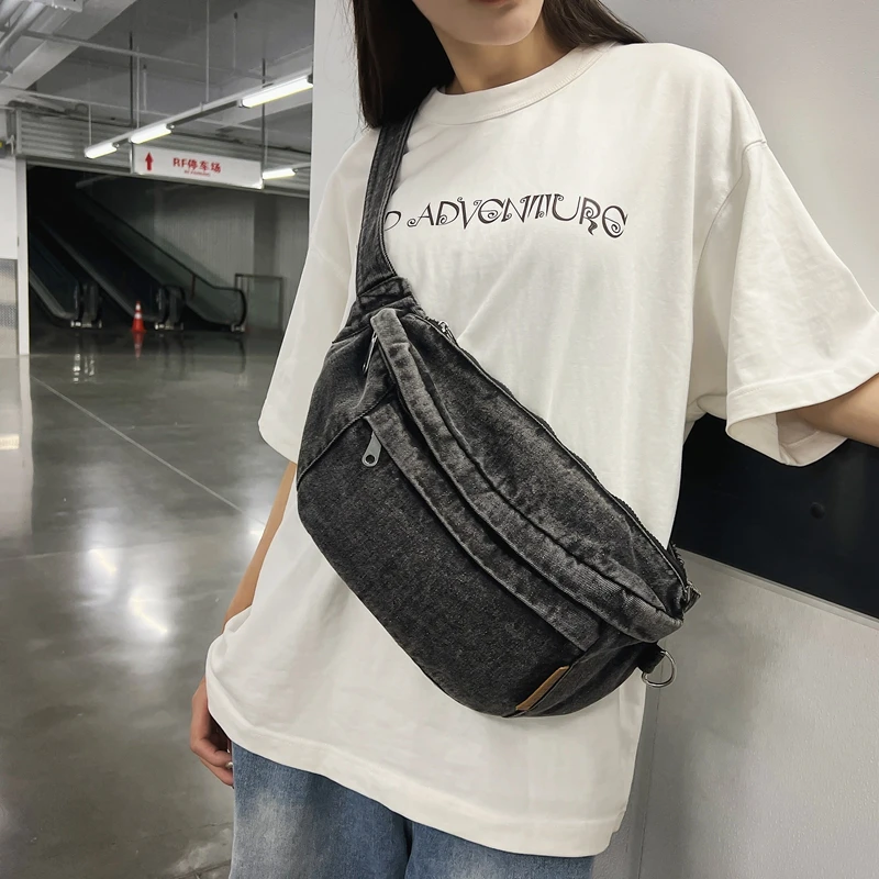 Denim Zipper Youth Ladies Waist Packs Advanced Sense Female Crossbody Bags on Sale 2024 Brand Hot Sale Bolsas Para Mujeres