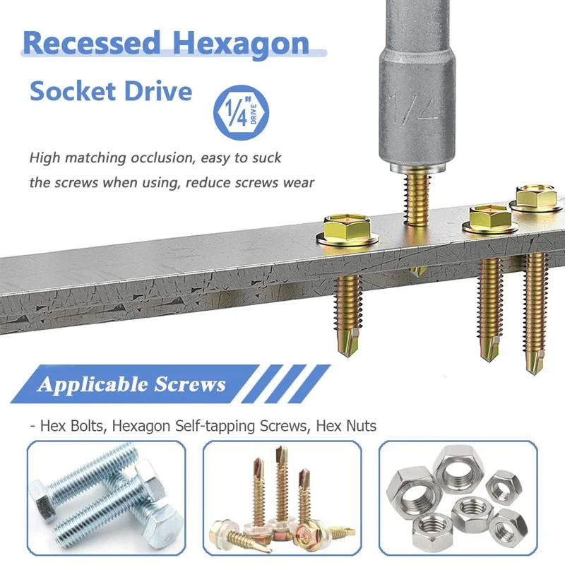 8/10 قطعة 6 مللي متر-15 مللي متر عرافة مآخذ كم الفوهات وجع ل أدوات كهربائية مفك المقبس رأس المفك مثقاب الخشب أداة اليد مجموعة