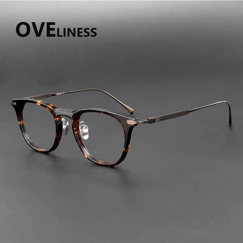 

Оправа для очков из ацетата титана, мужская, брендовая, квадратная, ультралегкая, женские японские ультралегкие очки высокого качества