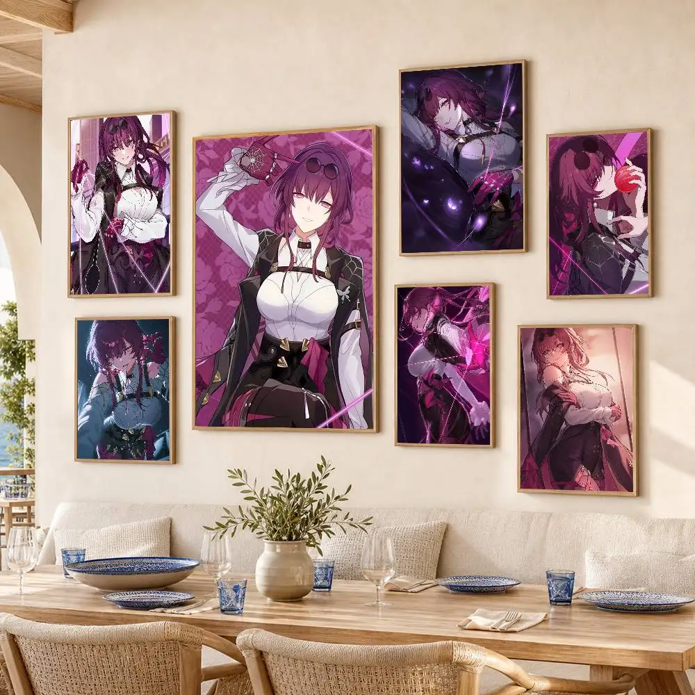H-Honkai Star R-Rail Kafka Poster Self-adhesive Art Waterproof Paper Sticker Coffee House Bar Room Wall Decor