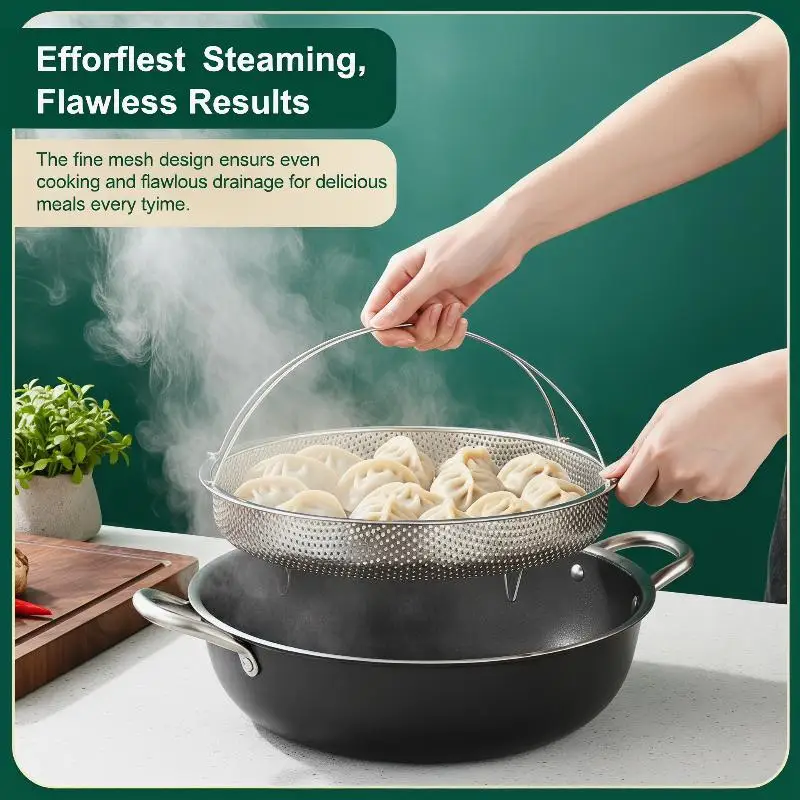 Cesta de vapor de alimentos de aço inoxidável para panela de pressão 22,5 cm 25,5 cm multifuncional fácil de limpar para cozinhar em família e preparação de refeições