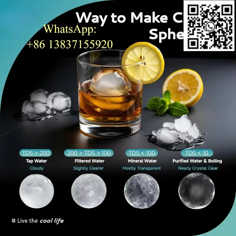 Custom High Efficiency Ice Ball Maker Machine  Automatic Operation Clear Sphere Ice Machine For Bar Home Viewing Window