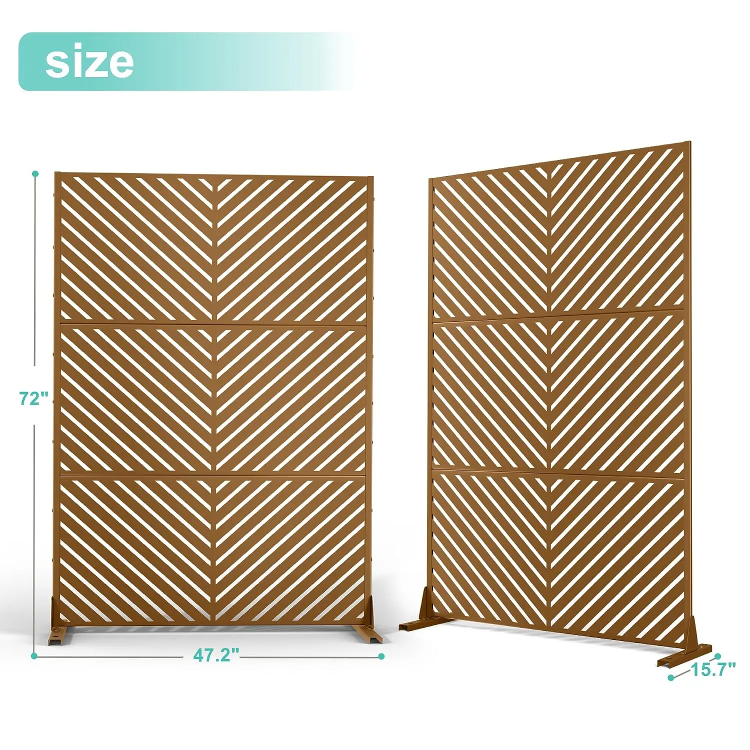 Metal Outdoor Privacy Screen with Stand, 71.3