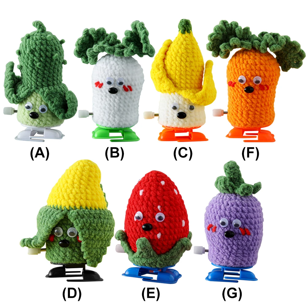 Walking Cute Fruits Toys 8cm Whimsical Action Fruit Toy Creative Hand-Crocheted Vegetable Dolls Gifts for Friends Family