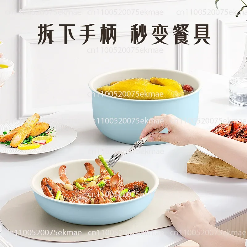 Removable Non-Stick Pot Aluminum Pot Set Soup Pot Flat Bottom Cooking Utensils Stacked