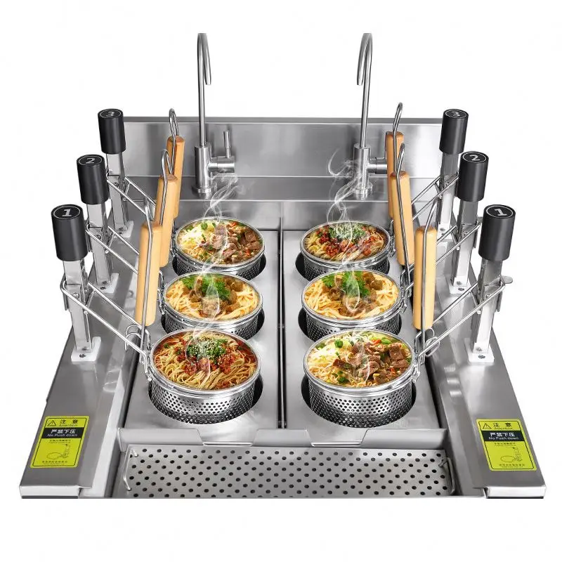 Automatic Boiler Six-pot Pasta Cooker Basket Electric Pasta Cooker Noodle Cooking Machine Snacks Cooker Cooking Equipment