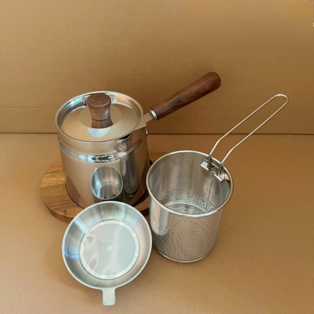 304 stainless steel fryer for household use, small size, raised and deepened