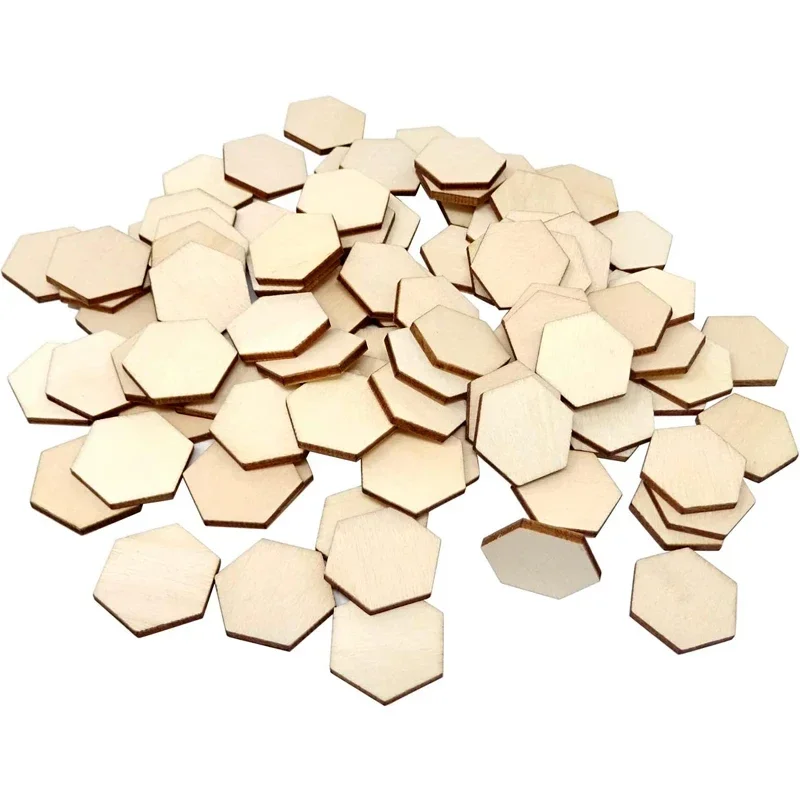 

50pcs 4cm Hexagon Blank Unfinished Wooden Slices, Unfinished Wood Slices for DIY Crafts, Home Decoration, Games, Home Decor
