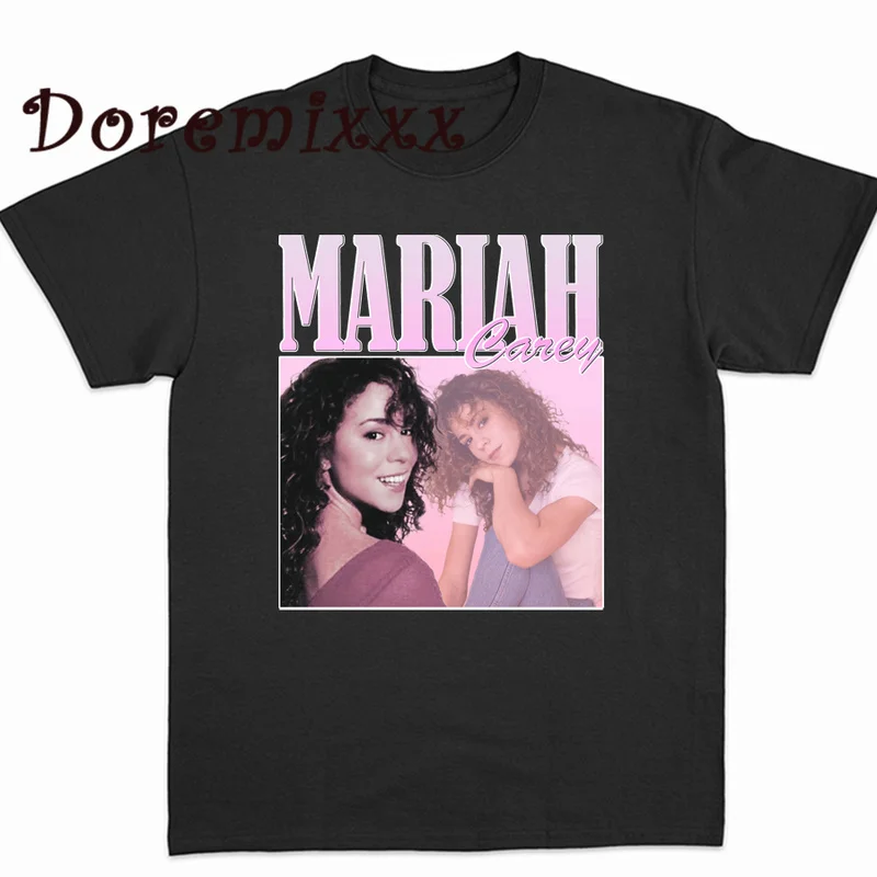 Retro T-shirt Hip Hop Singer Mariah Carey T Shirt Vintage Singer Graphic Tshirt Oversized Cotton Short Sleeve Tshirts Streetwear