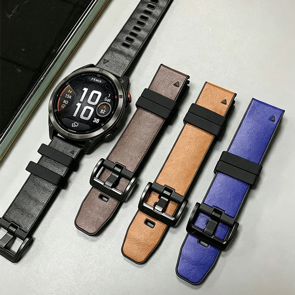 26mm 22mm QuickFit Strap For Garmin Quatix 8 Tactix 7 Fenix 8 Pro 47mm 51mm Band Enduro 3 Descent Mk3i Leather Silicone Bracelet