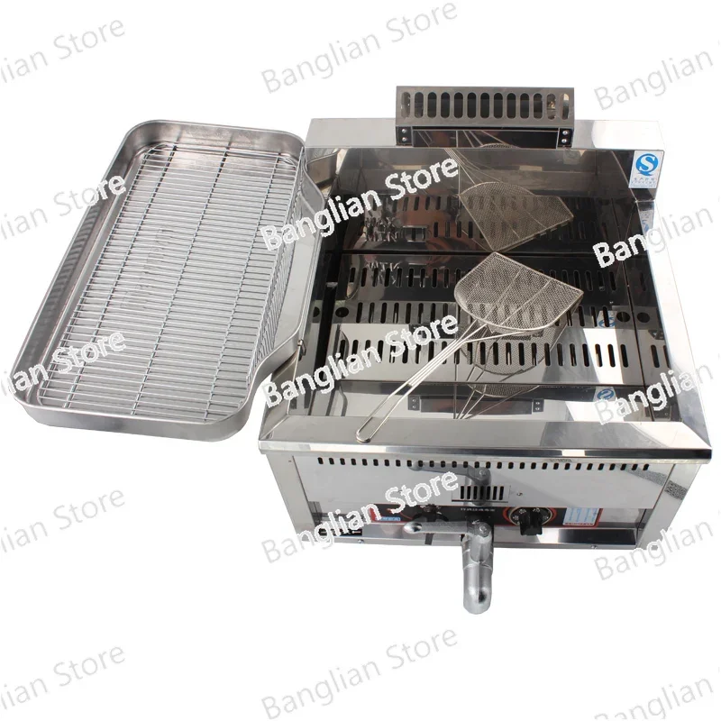 17 Liters Temperature Control Fried Chicken French Fries Machine Gas Fritter Machine Single-Cylinder Deep Fryer